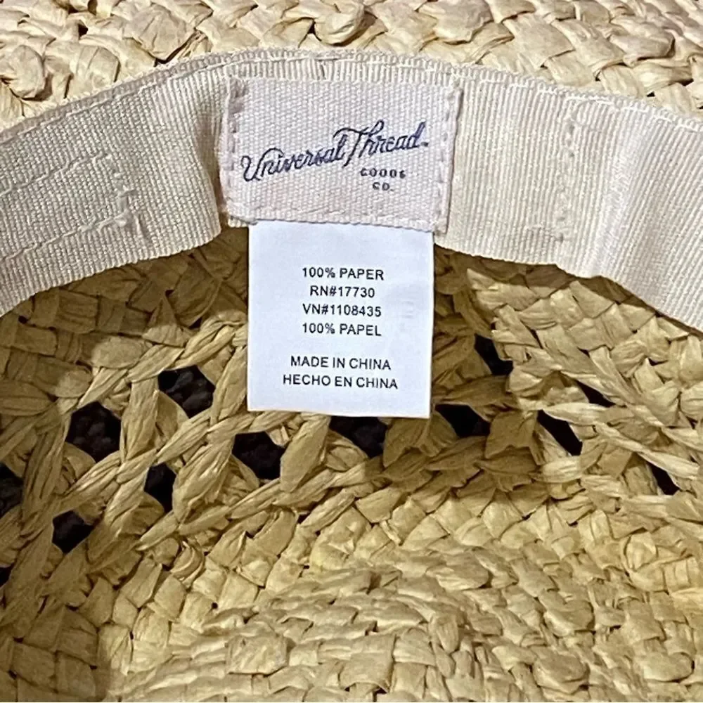 Universal Thread  Wide Brim Straw Women's Summer Hat Beach Vacation Coastal
